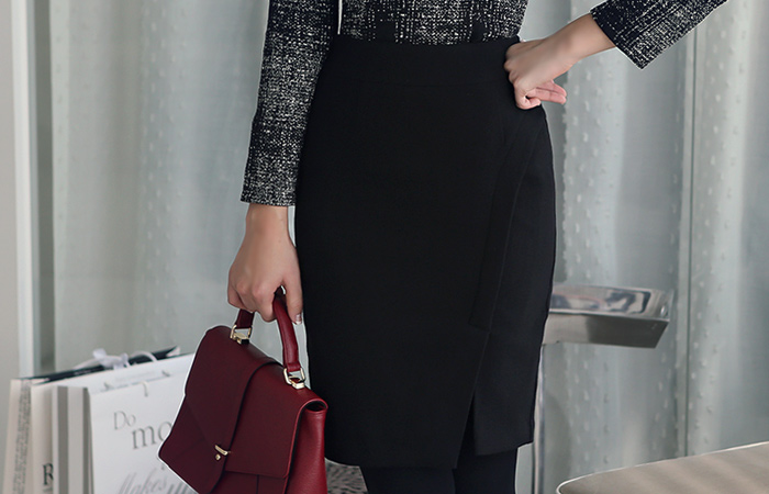 圆形切口teuim裙子（加绒）