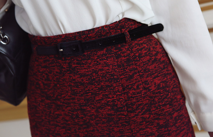 Bokasi纺羊毛teuim裙子