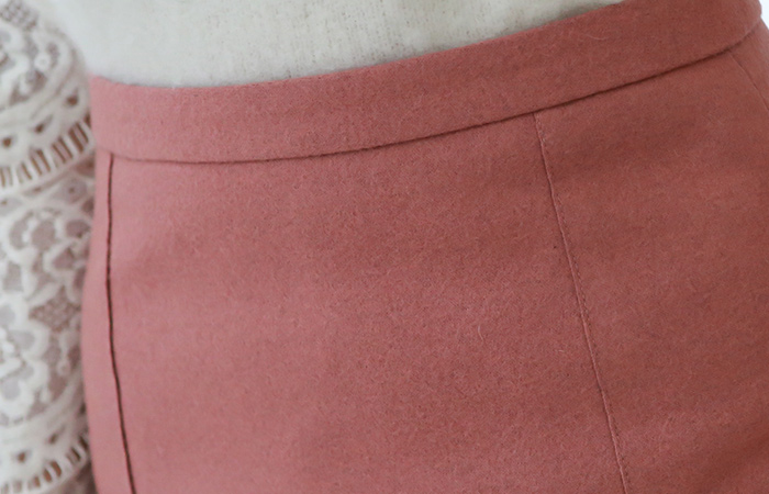 简单切口羊毛^ h线条裙子