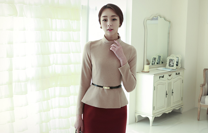 站在领两件套连衣裙