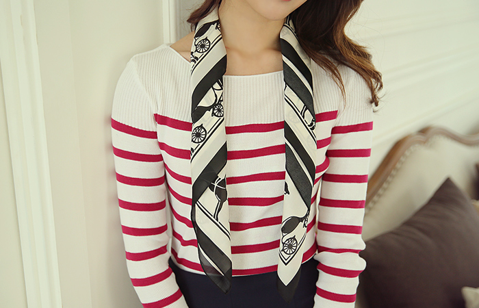 古玩配色长款围巾