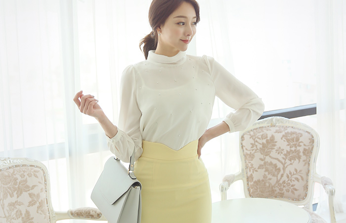 透明rolnek珍珠女衬衫