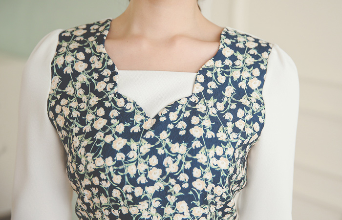 梅花的波浪群/喇叭裙连衣裙