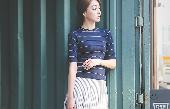 Jjonjjon条纹竖纹T恤