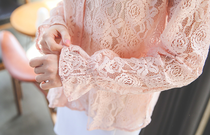 玫瑰小孔蕾丝女衬衫