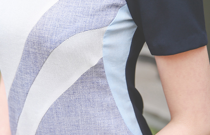 珍珠对角线配色连衣裙（夏季）