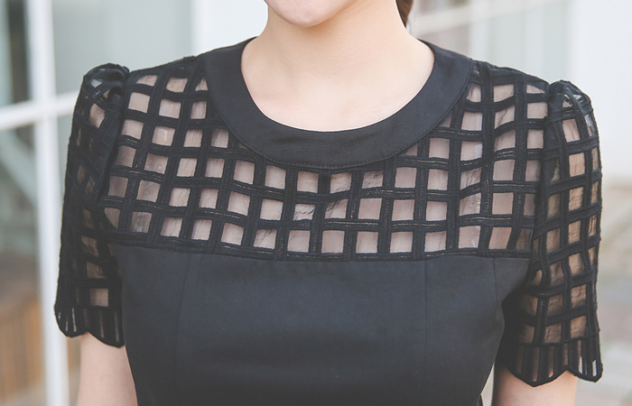 透明格子身体护理连衣裙