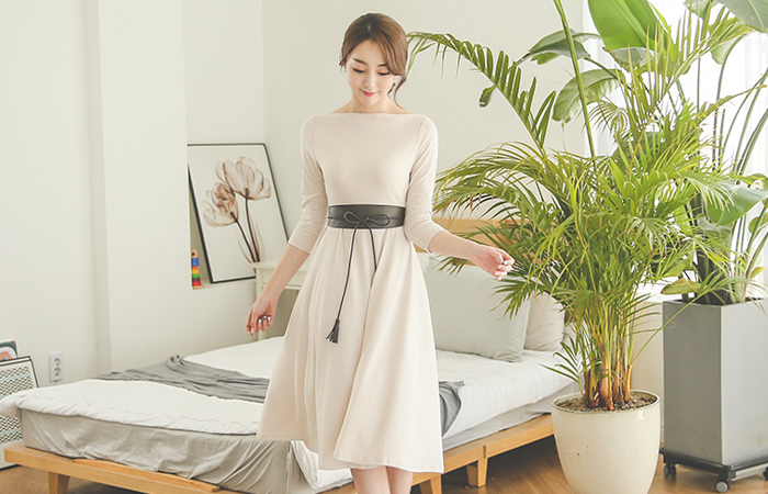 船领波浪群/喇叭裙长款连衣裙