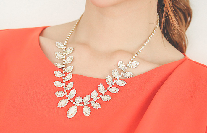 宝石叶子立方体项链