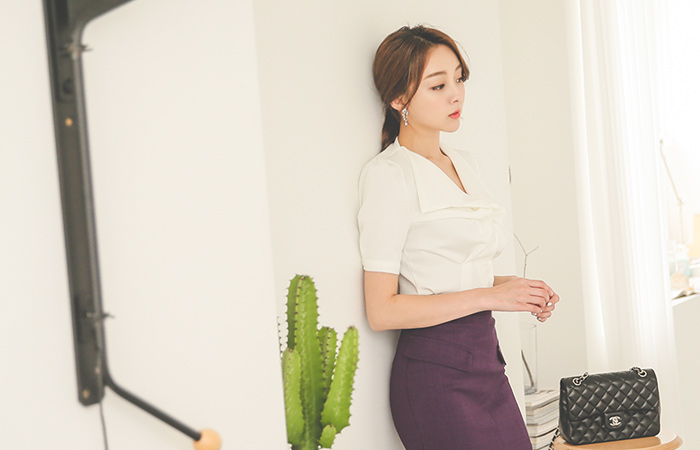 格南剪切捏永彩女衬衫