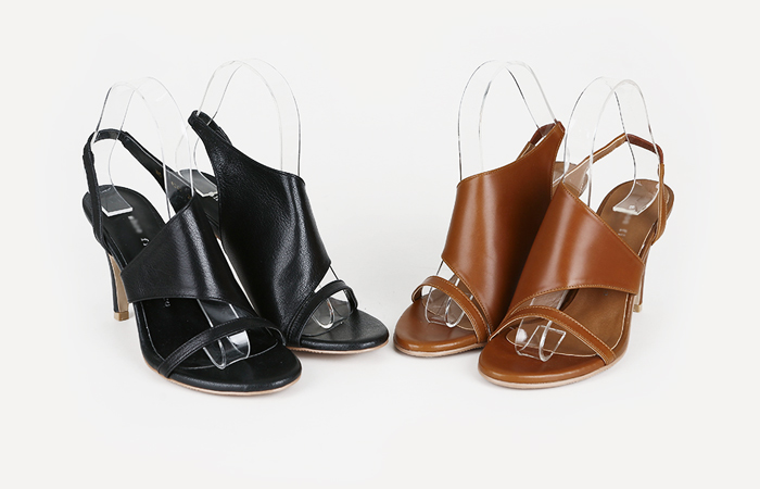 牛皮不规则骡子凉鞋