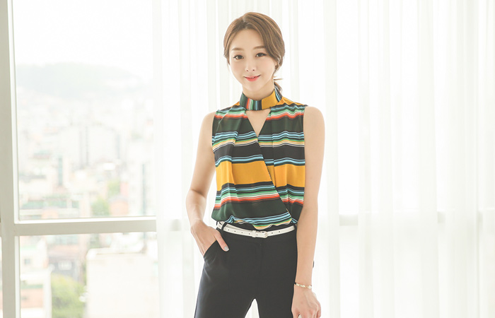 彩色线项链脖子女衬衫