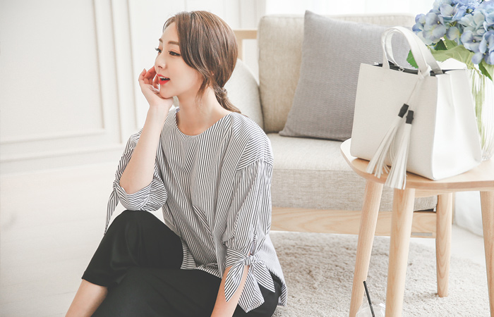 零售带状条纹女衬衫