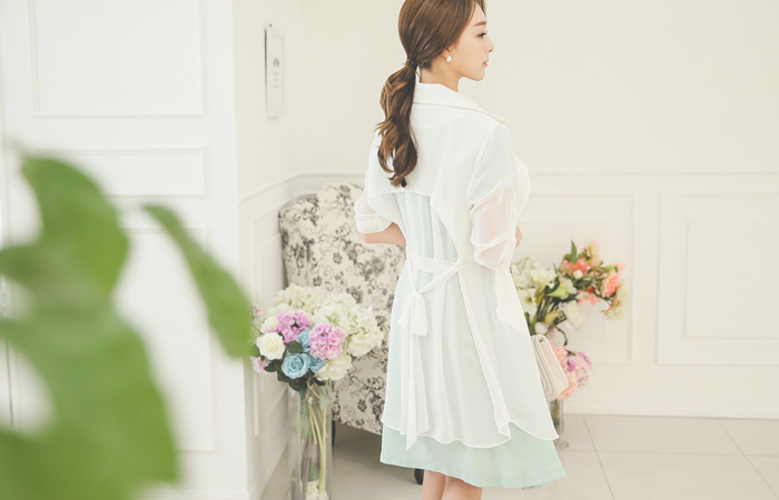 雷尼透明真丝风衣