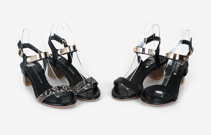 牛皮金色金属厚底鞋凉鞋