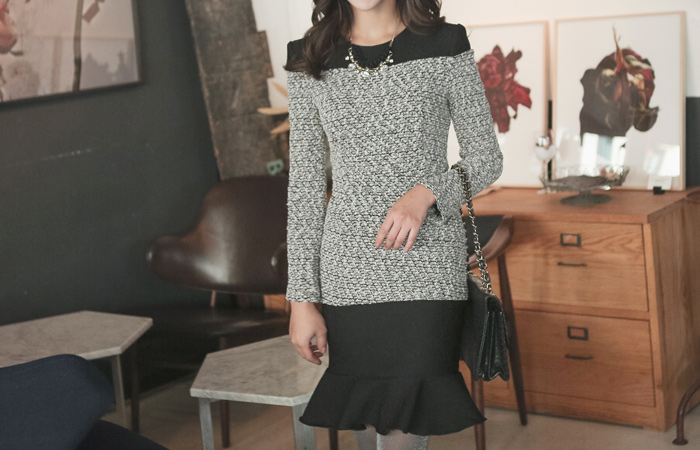 香格里拉谜配色连衣裙