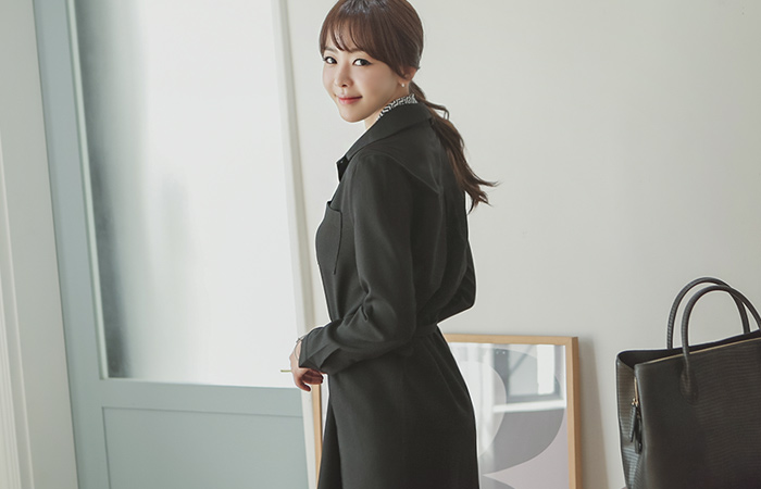 哦JA领连衣裙腰带