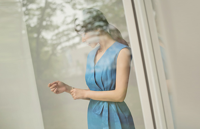 音量实验室MIDI亚麻连衣裙