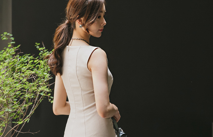 美人鱼无袖连衣裙