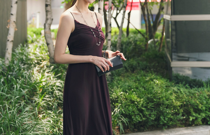 缪斯交叉长款连衣裙