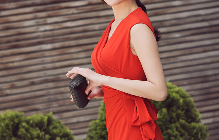 实验室剪蝴蝶结连衣裙（无袖）