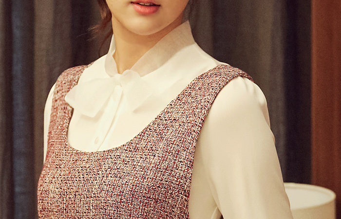 纱迷你蝴蝶结女衬衫