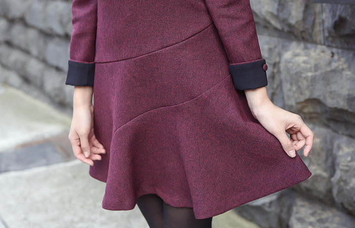 心脏荷叶边领马里昂连衣裙