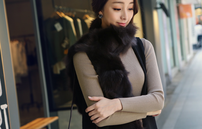真正狐皮针织衫马甲