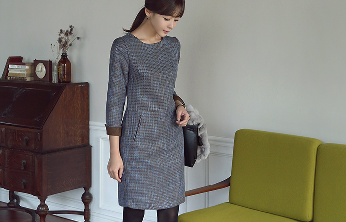 混合色上衣连衣裙