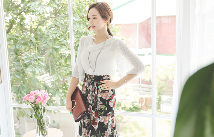 浪漫百褶零售女衬衫