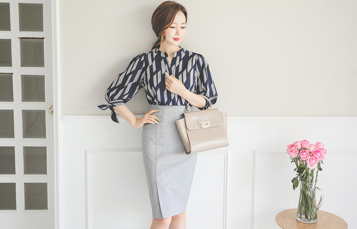 现代缝高腰裙子