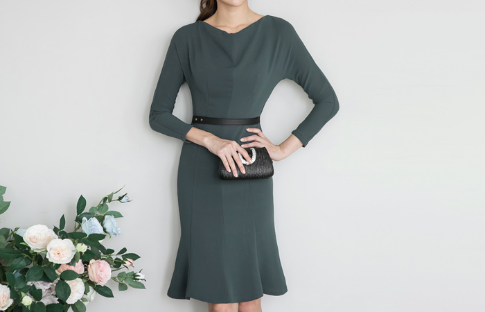 船罩领连衣裙美人鱼