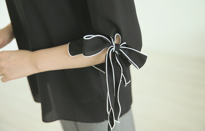 复古/古典衬里蝴蝶结女衬衫