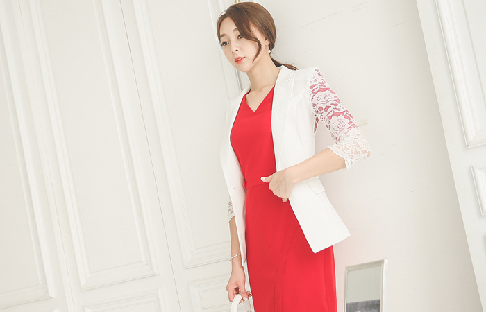 透明蕾丝修身外套