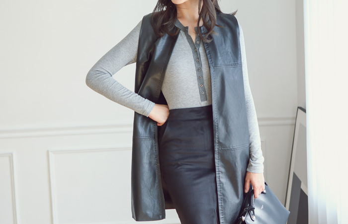 缝皮​​革切割马甲