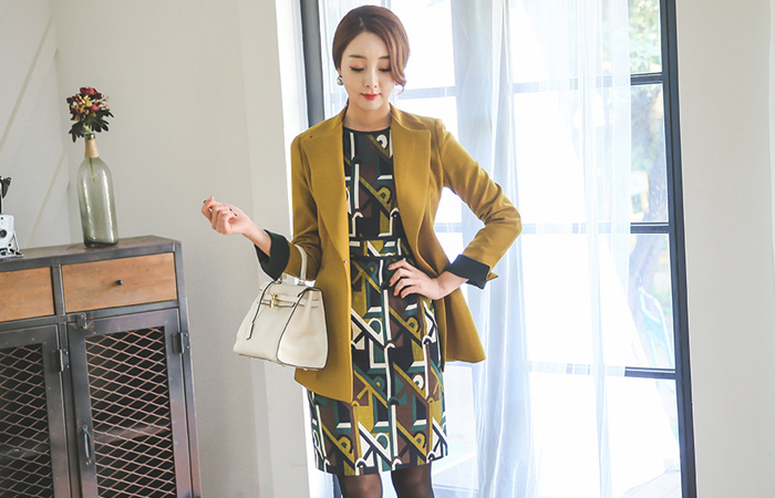 Eoteom色双领夹克一半