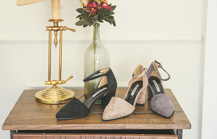 [模特穿31茶]翻毛皮皮条/束带高跟鞋