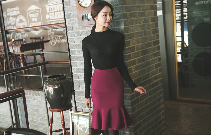 美人鱼品红色裙子