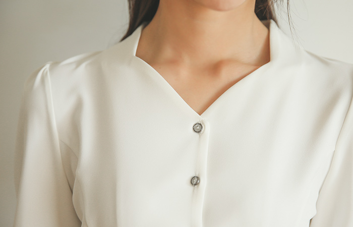 安吉拉钻石脖子女衬衫