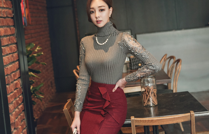 透明蕾丝波拉Ť恤衫