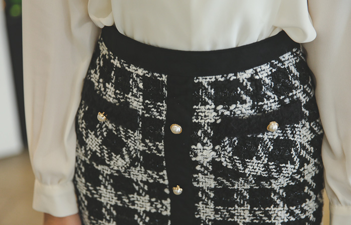 夫人可可粗呢裙子