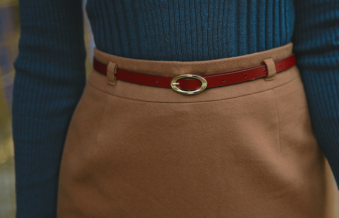 基本的腰带羊毛裙子