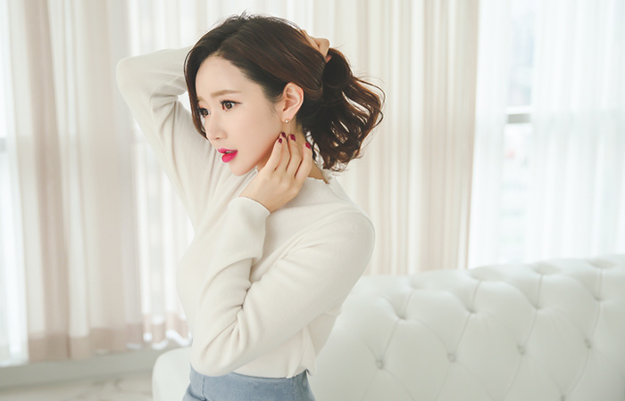 柔丝加绒行皱褶T恤