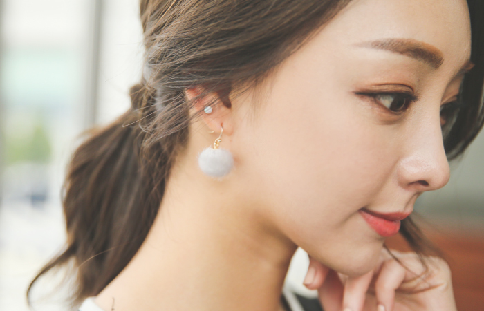 棉花糖水珠耳环