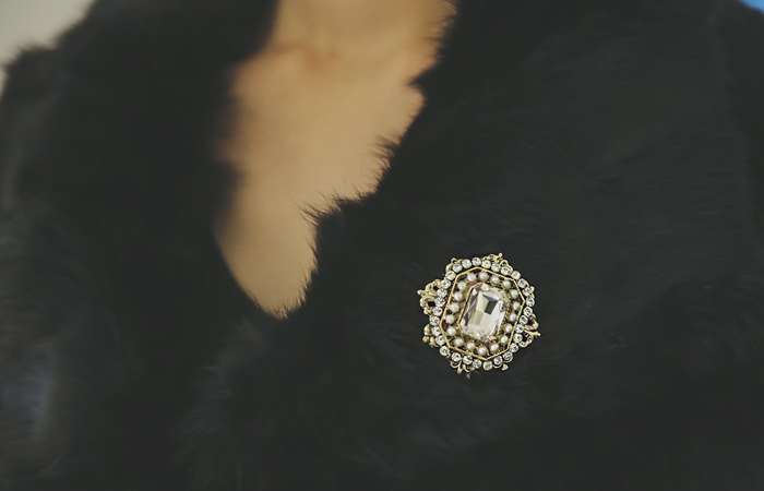 手工艺 花纹&골드큐빅 胸针(2SET)