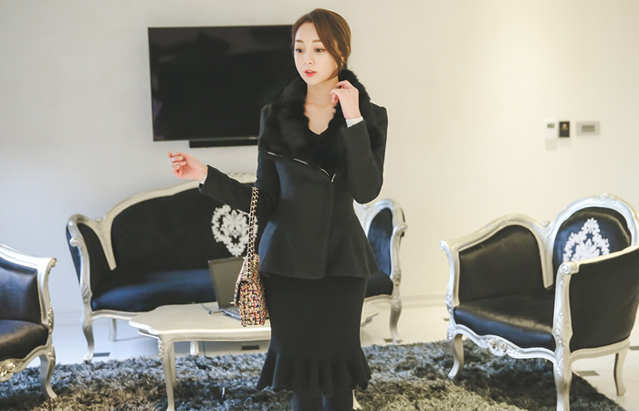 雷克斯毛皮梅花页面骑士皮夹克羊毛外套