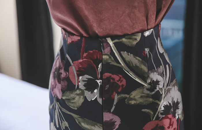 独立花高棉弹力裙子