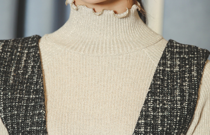 阳光珍珠透明缝针织衫