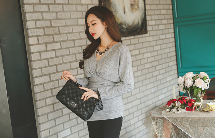 格南后剪切带针织上衣