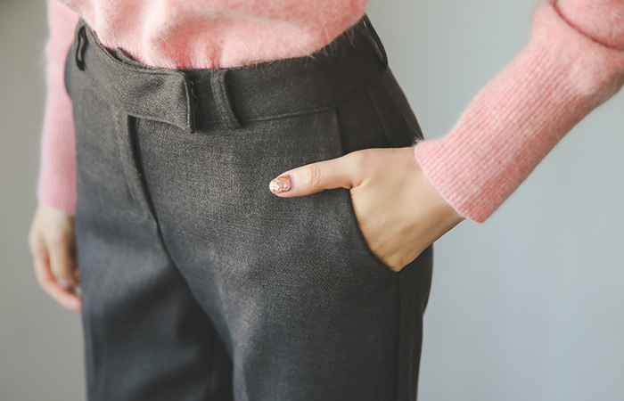 加绒直缝宽松长裤